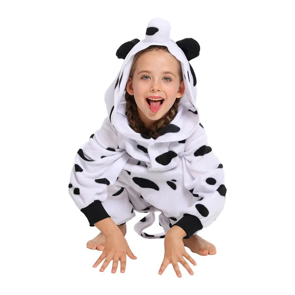 Kids Dalmatian Costumes One-piece Pyjamas Christmas Dog Cosplay Pajama Homewear