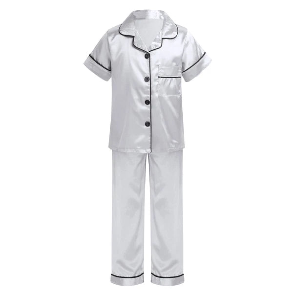 Girl Boy Sleepwear Faux Fur Pajamas Set Trousers Loungewear Buttons Pants Soft