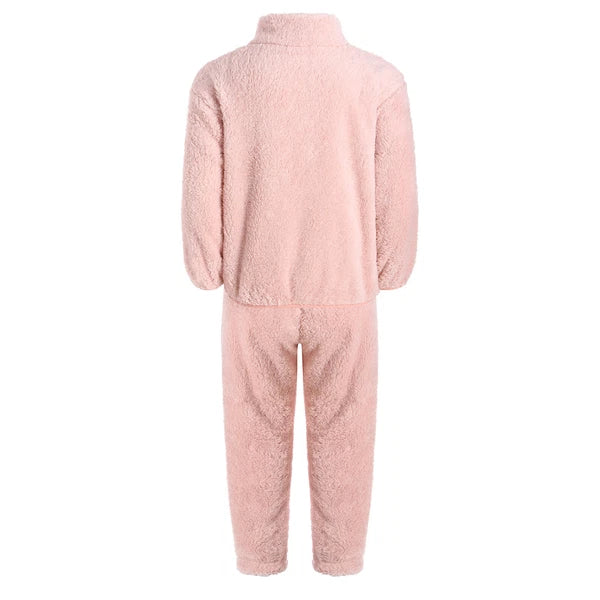 Unisex Kids Outfit Warm Pajama Zipper Set Soft Nightwear Stand Collar Casuai