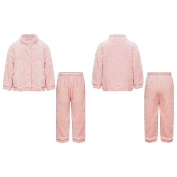 Girl Boy Sleepwear Zipper Pajamas Set Elastic Loungewear Outerwear Nightwear