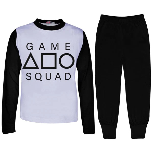 Kids Girls Boys Black Game Squad Cosplay Pyjamas Sleepwear PJs 2 Piece Set
