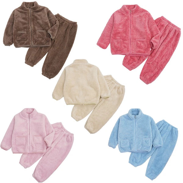 Unisex Kids Outfits Warm Set Girls Sleepwear Training Homewear Tops Pajamas