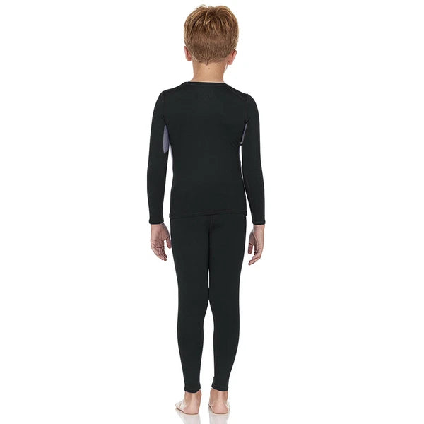 Kids Thermal Underwear Set Soft Fleece Lined Long Johns Warm Baselayer For Ski