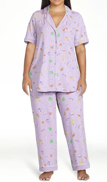 Joyspun Womens Notch Collar & Capri pants Sleep Set, Size S - 3XL