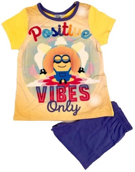 Girls short pyjamas,MINIONS shortie pjs, 3-10yrs character nightwear