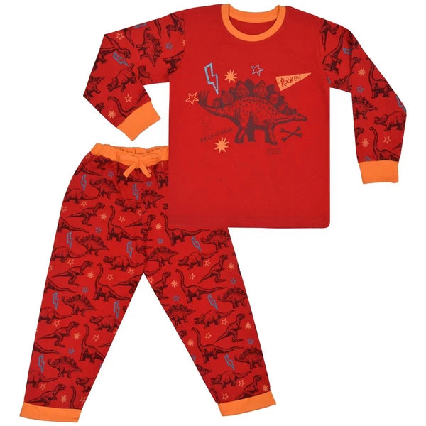 Kids Boys Dinosaur Pajamas Kids PJS 2 Piece Dino Set Lounge Costume-