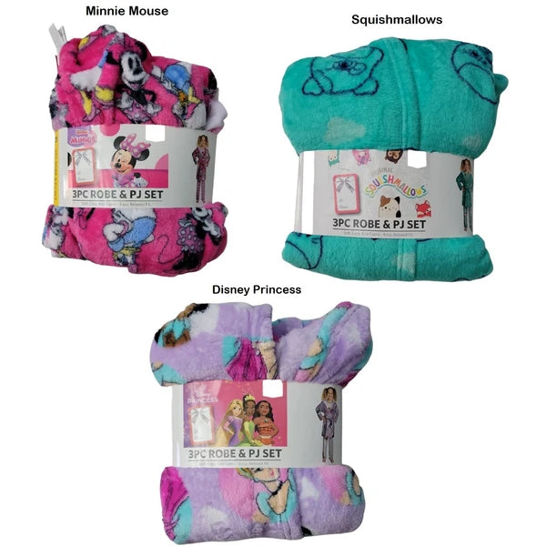 Character Girl's 3-Piece Super Soft Hooded Robe & Pajama Set