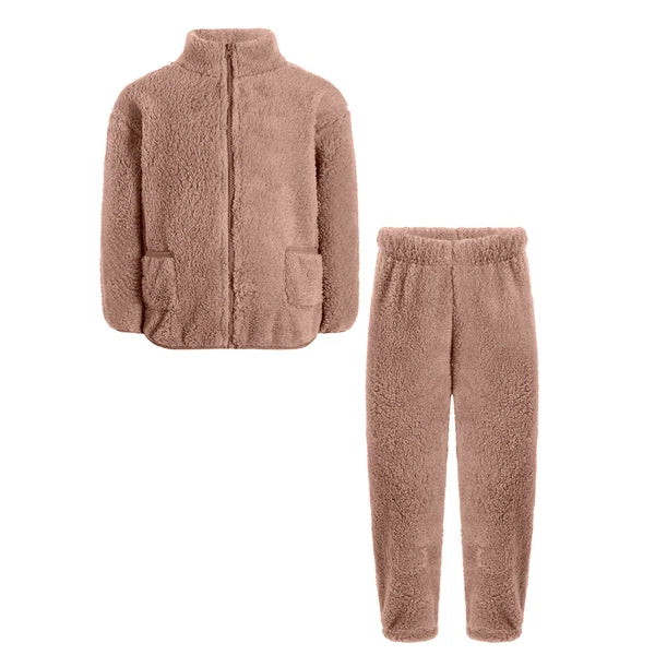 Unisex Kids Outfit Warm Set Coral Fleece Pajama Long Sleeve Casuai Tops Boys