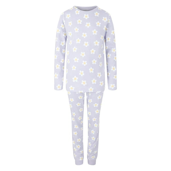Girls Pyjamas Cotton Long Sleeve Cuffed Leg PJ Set Night Wear 9 to 14 Years BNWT