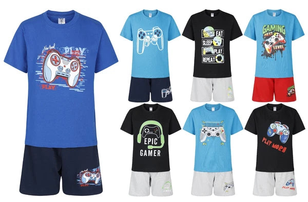 Boys Gamer Short Pyjama Set Kids Gaming Theme PJ Sets Nightwear 9 to 16 Years