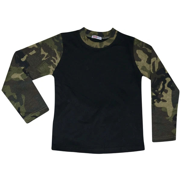 Kids Boys Girls Pjs Contrast Camouflage Green Plain Stylish Pyjamas Set 2-13 Yr