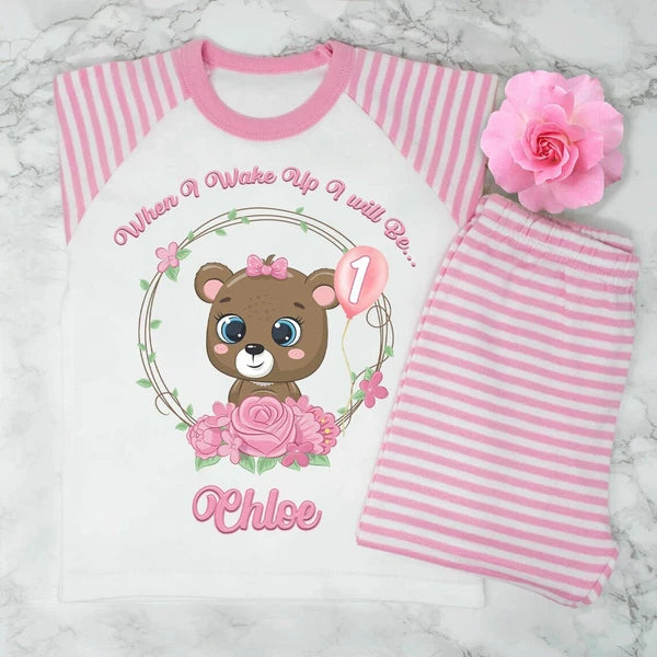 Personalised Girls when i wake up i will be 1...2...3.... Pyjamas Very Cute