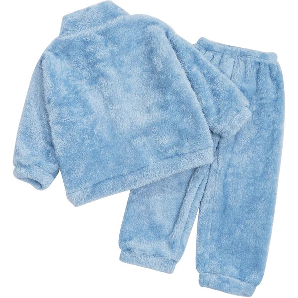Girl Boy Sleepwear Zipper Pajamas Set Elastic Loungewear Outerwear Nightwear