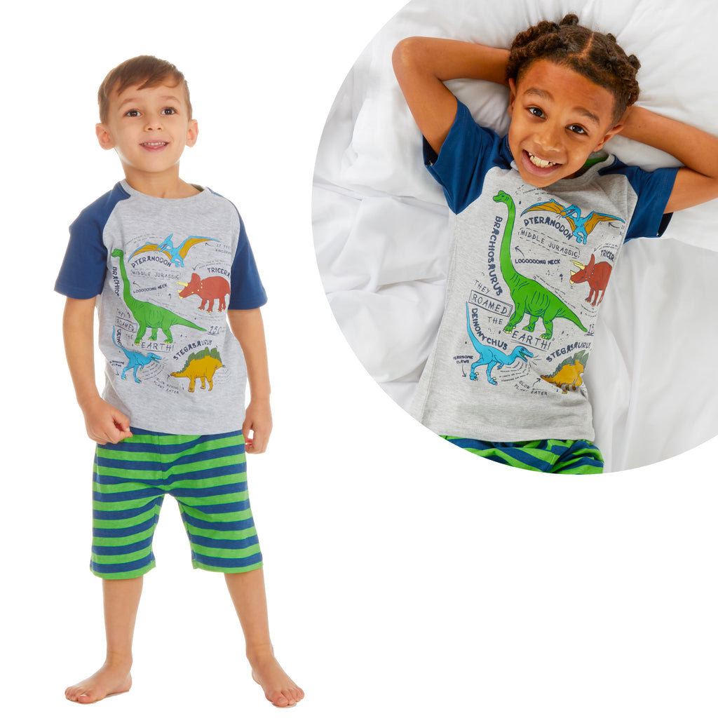 Boys 2 Piece Pyjama Set Cotton Rich PJs Summer T-shirt Shorts Set Age 2-13 Years