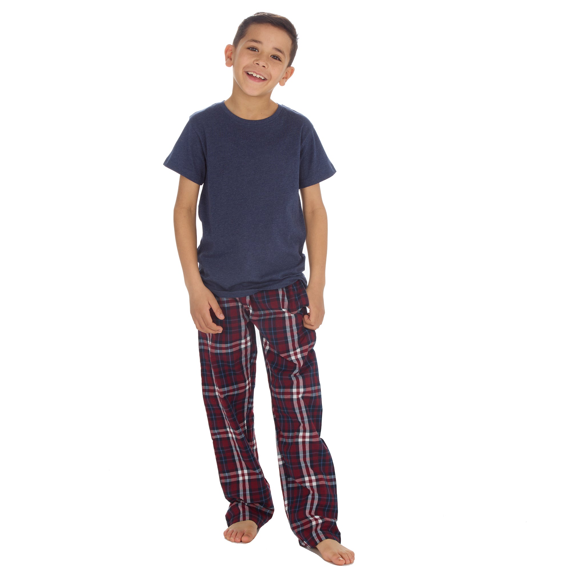 Boys Pyjama Set Short Sleeved T-shirt Woven Long Bottoms PJs 9 10 11 12 13 Years